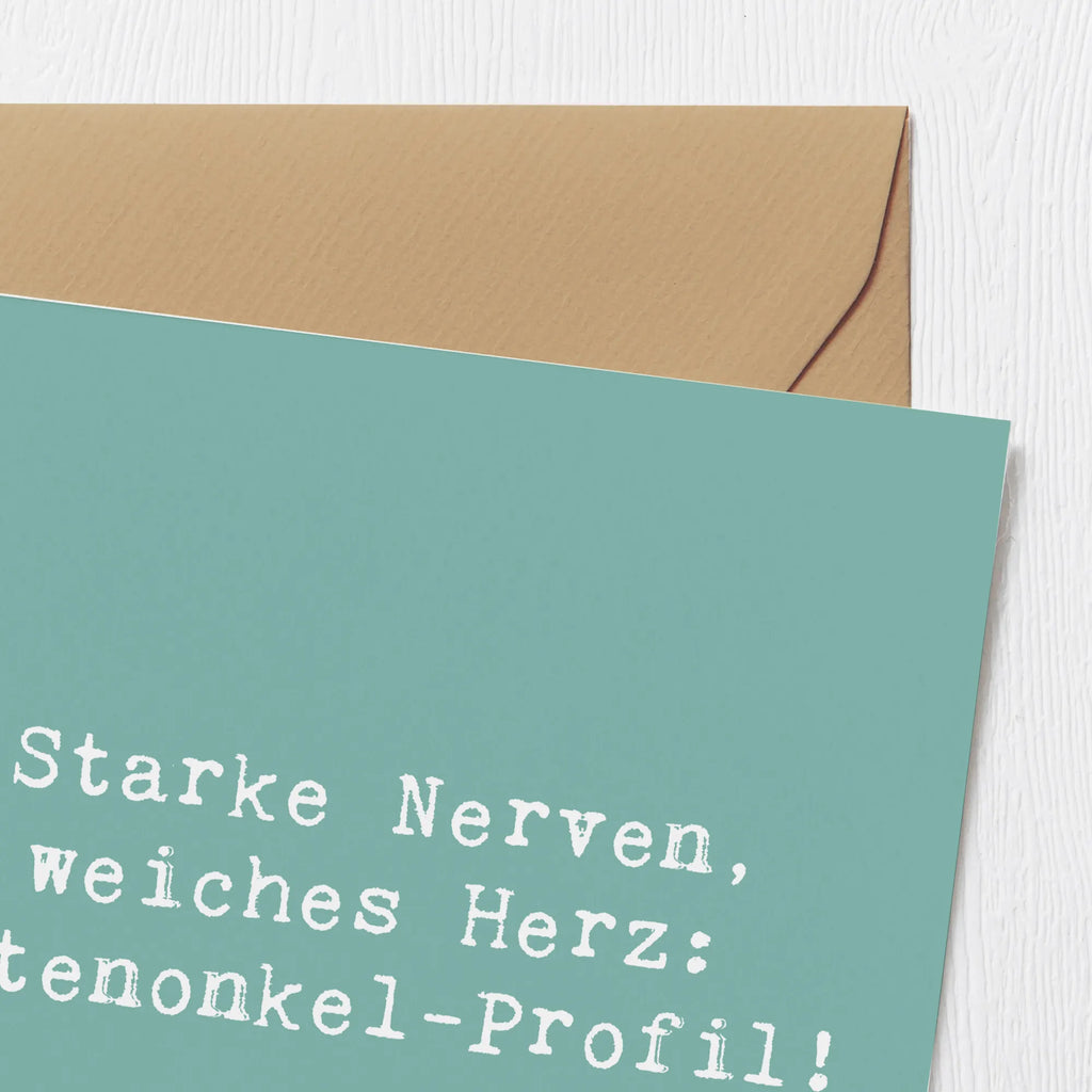 Deluxe Card Saying Starke Nerven, weiches Herz: Patenonkel-Profil! Karte, Hochzeitskarte, Geburtstagskarte, Hochwertige Grußkarte, Grußkarte, Einladungskarte, Hochwertige Klappkarte, Klappkarte, Glückwunschkarte, Familie, Vatertag, Muttertag, Bruder, Schwester, Mama, Papa, Oma, Opa