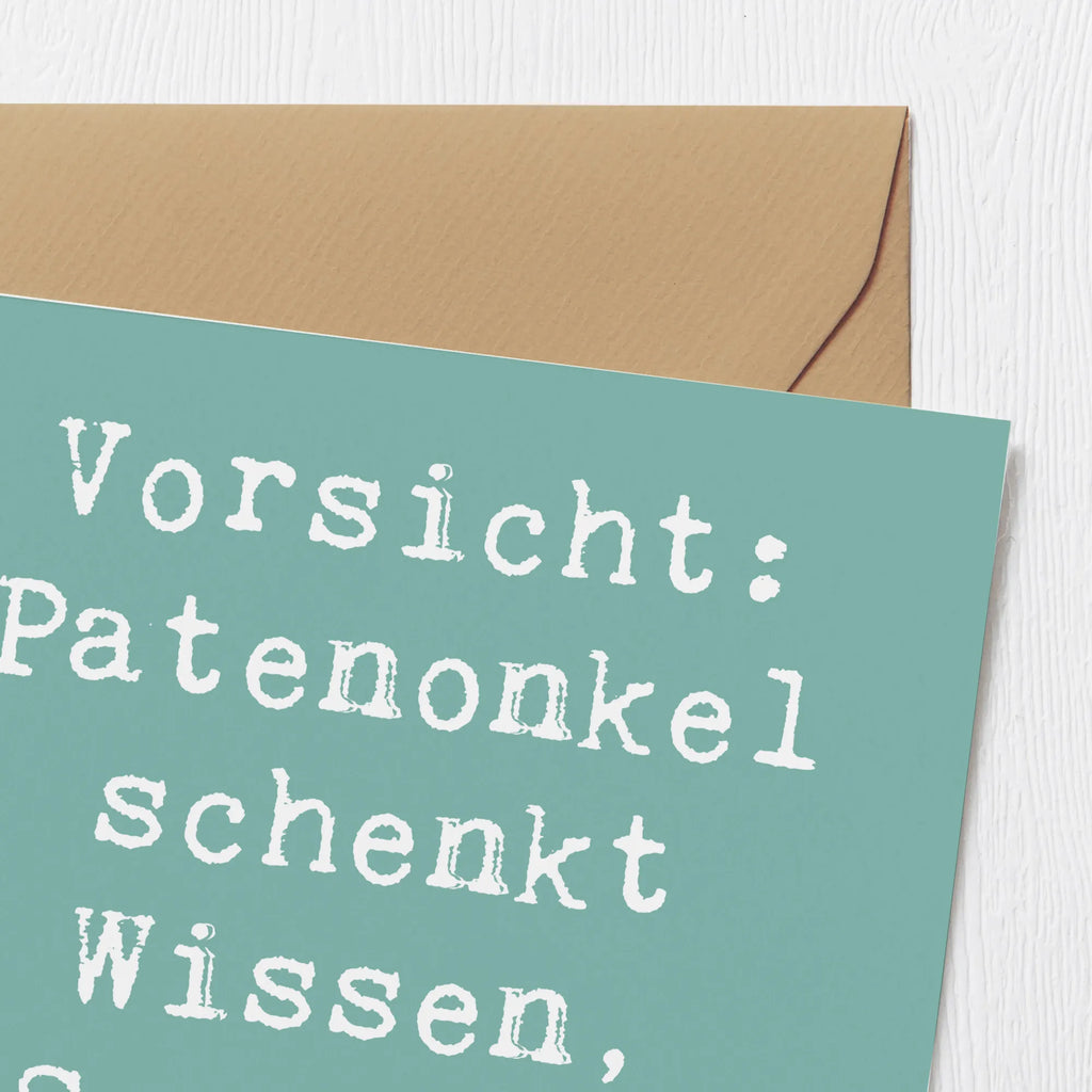 Deluxe Card Saying Vorsicht: Patenonkel schenkt Wissen, Spaß und Unsinn! Karte, Geburtstagskarte, Glückwunschkarte, Einladungskarte, Grußkarte, Hochwertige Grußkarte, Klappkarte, Hochzeitskarte, Hochwertige Klappkarte, Familie, Vatertag, Muttertag, Bruder, Schwester, Mama, Papa, Oma, Opa