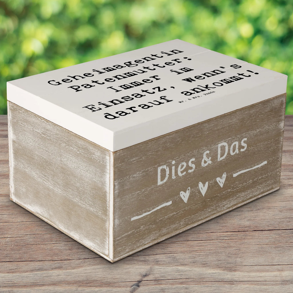 Holzkiste Spruch Geheimagentin Patenmutter Truhe, Kiste, Schatzkiste, Aufbewahrungsbox, Dekokiste, Erinnerungsbox, Holzkiste, Schatulle, XXL, Geschenkbox, Erinnerungskiste, Geschenkdose, Familie, Vatertag, Muttertag, Bruder, Schwester, Mama, Papa, Oma, Opa