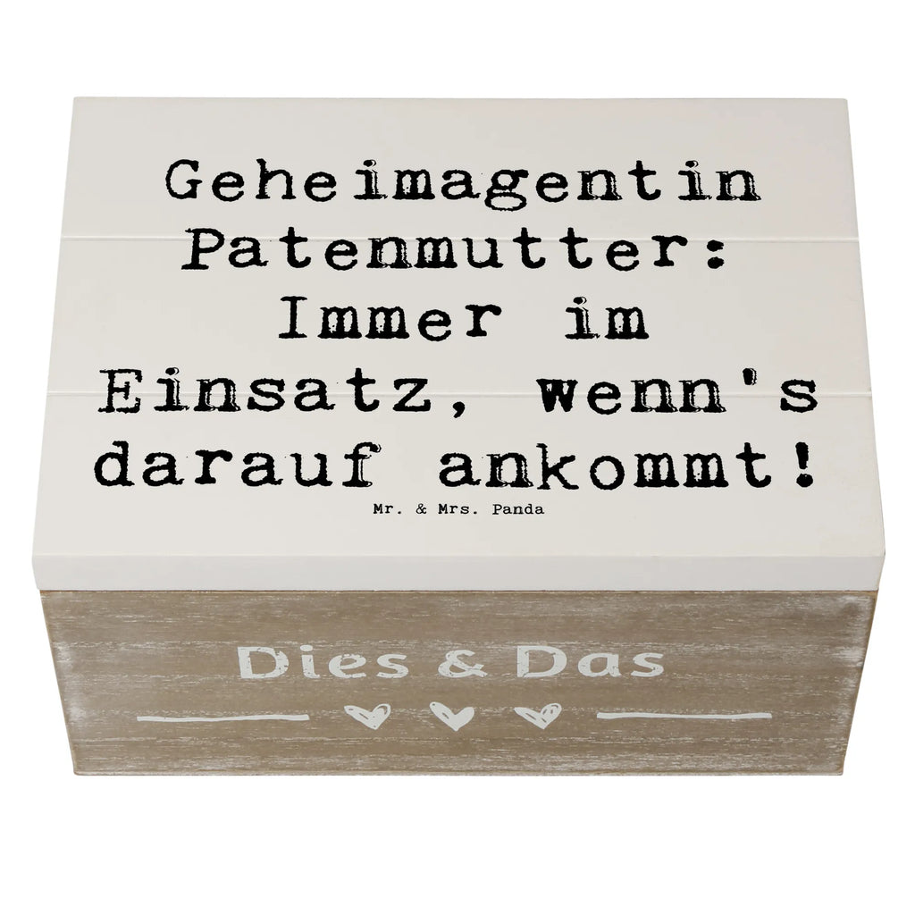 Holzkiste Spruch Geheimagentin Patenmutter Truhe, Kiste, Schatzkiste, Aufbewahrungsbox, Dekokiste, Erinnerungsbox, Holzkiste, Schatulle, XXL, Geschenkbox, Erinnerungskiste, Geschenkdose, Familie, Vatertag, Muttertag, Bruder, Schwester, Mama, Papa, Oma, Opa