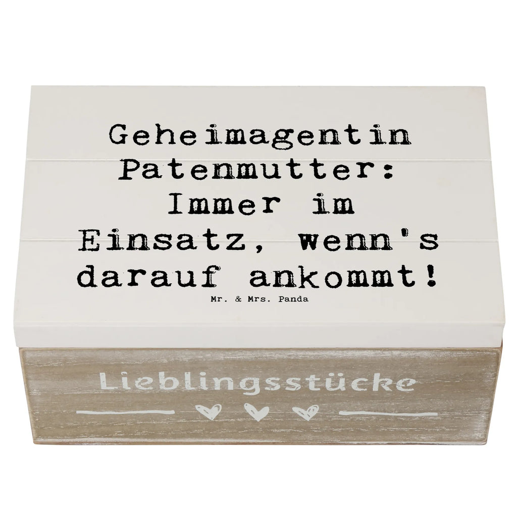 Holzkiste Spruch Geheimagentin Patenmutter Truhe, Kiste, Schatzkiste, Aufbewahrungsbox, Dekokiste, Erinnerungsbox, Holzkiste, Schatulle, XXL, Geschenkbox, Erinnerungskiste, Geschenkdose, Familie, Vatertag, Muttertag, Bruder, Schwester, Mama, Papa, Oma, Opa