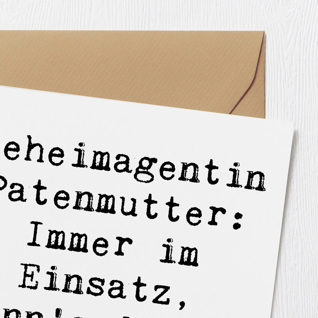 Deluxe Card Saying Geheimagentin Patenmutter: Immer im Einsatz, wenn’s darauf ankommt! Einladungskarte, Grußkarte, Hochwertige Klappkarte, Geburtstagskarte, Karte, Glückwunschkarte, Klappkarte, Hochwertige Grußkarte, Hochzeitskarte, Familie, Vatertag, Muttertag, Bruder, Schwester, Mama, Papa, Oma, Opa