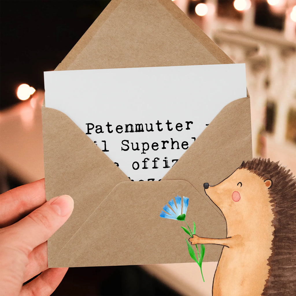 Deluxe Card Saying Patenmutter - weil Superheldin keine offizielle Berufsbezeichnung ist. Einladungskarte, Hochwertige Grußkarte, Karte, Klappkarte, Grußkarte, Hochwertige Klappkarte, Hochzeitskarte, Glückwunschkarte, Geburtstagskarte, Familie, Vatertag, Muttertag, Bruder, Schwester, Mama, Papa, Oma, Opa