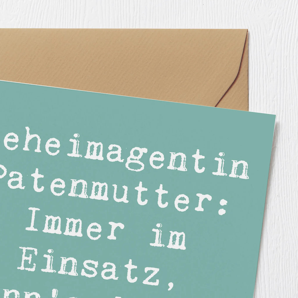 Deluxe Card Saying Geheimagentin Patenmutter: Immer im Einsatz, wenn’s darauf ankommt! Einladungskarte, Grußkarte, Hochwertige Klappkarte, Geburtstagskarte, Karte, Glückwunschkarte, Klappkarte, Hochwertige Grußkarte, Hochzeitskarte, Familie, Vatertag, Muttertag, Bruder, Schwester, Mama, Papa, Oma, Opa