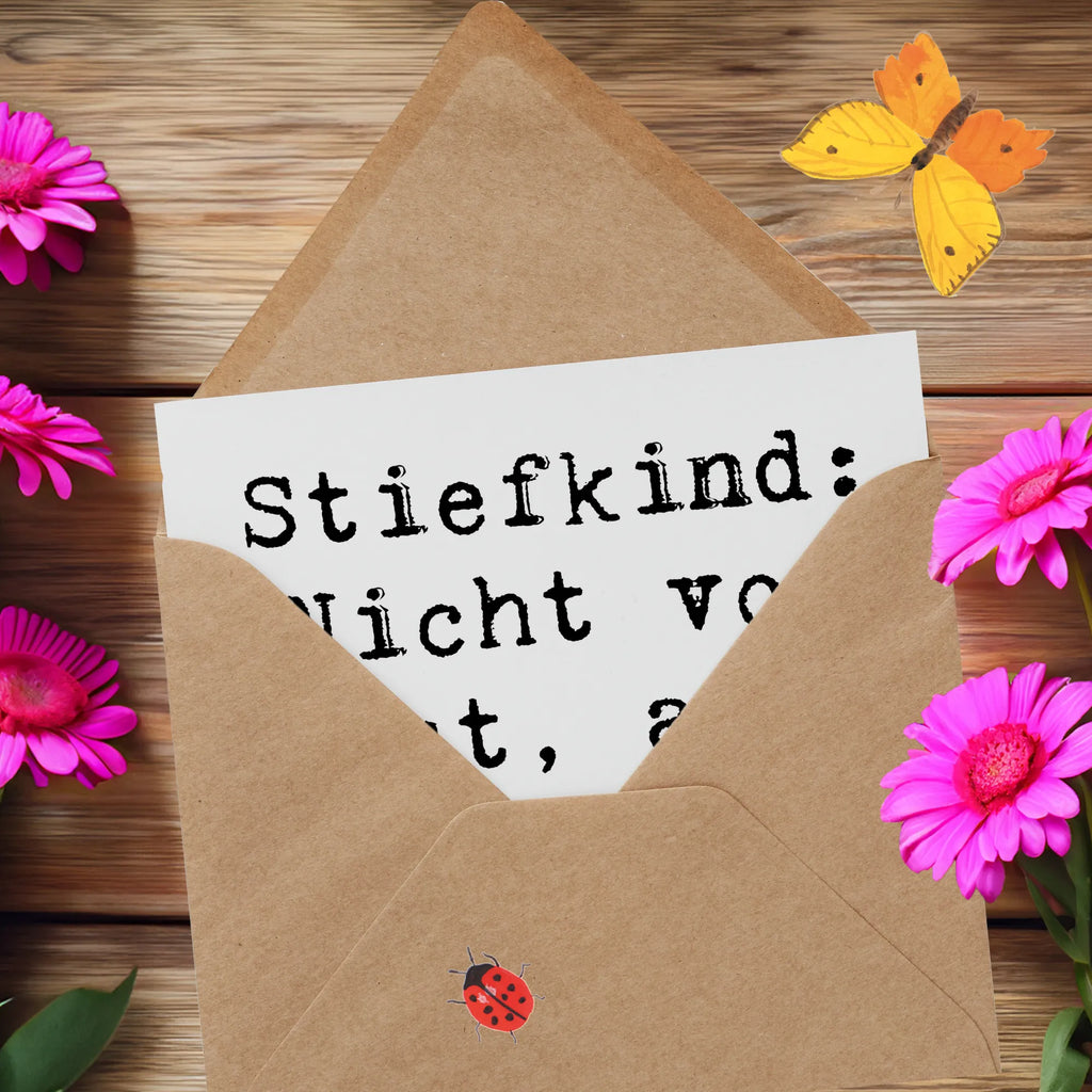 Deluxe Card Saying Stiefkind: Nicht von Blut, aber von Liebe geformt. Einladungskarte, Karte, Glückwunschkarte, Hochwertige Grußkarte, Klappkarte, Grußkarte, Hochzeitskarte, Hochwertige Klappkarte, Geburtstagskarte, Familie, Vatertag, Muttertag, Bruder, Schwester, Mama, Papa, Oma, Opa