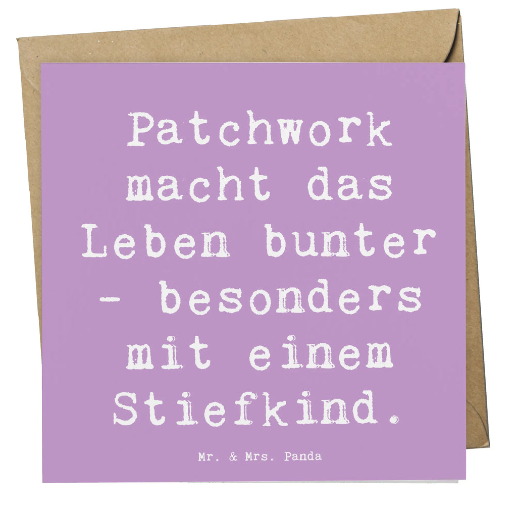 Deluxe Card Saying Patchwork macht das Leben bunter - besonders mit einem Stiefkind. Hochwertige Klappkarte, Karte, Hochwertige Grußkarte, Hochzeitskarte, Klappkarte, Einladungskarte, Geburtstagskarte, Glückwunschkarte, Grußkarte, Familie, Vatertag, Muttertag, Bruder, Schwester, Mama, Papa, Oma, Opa