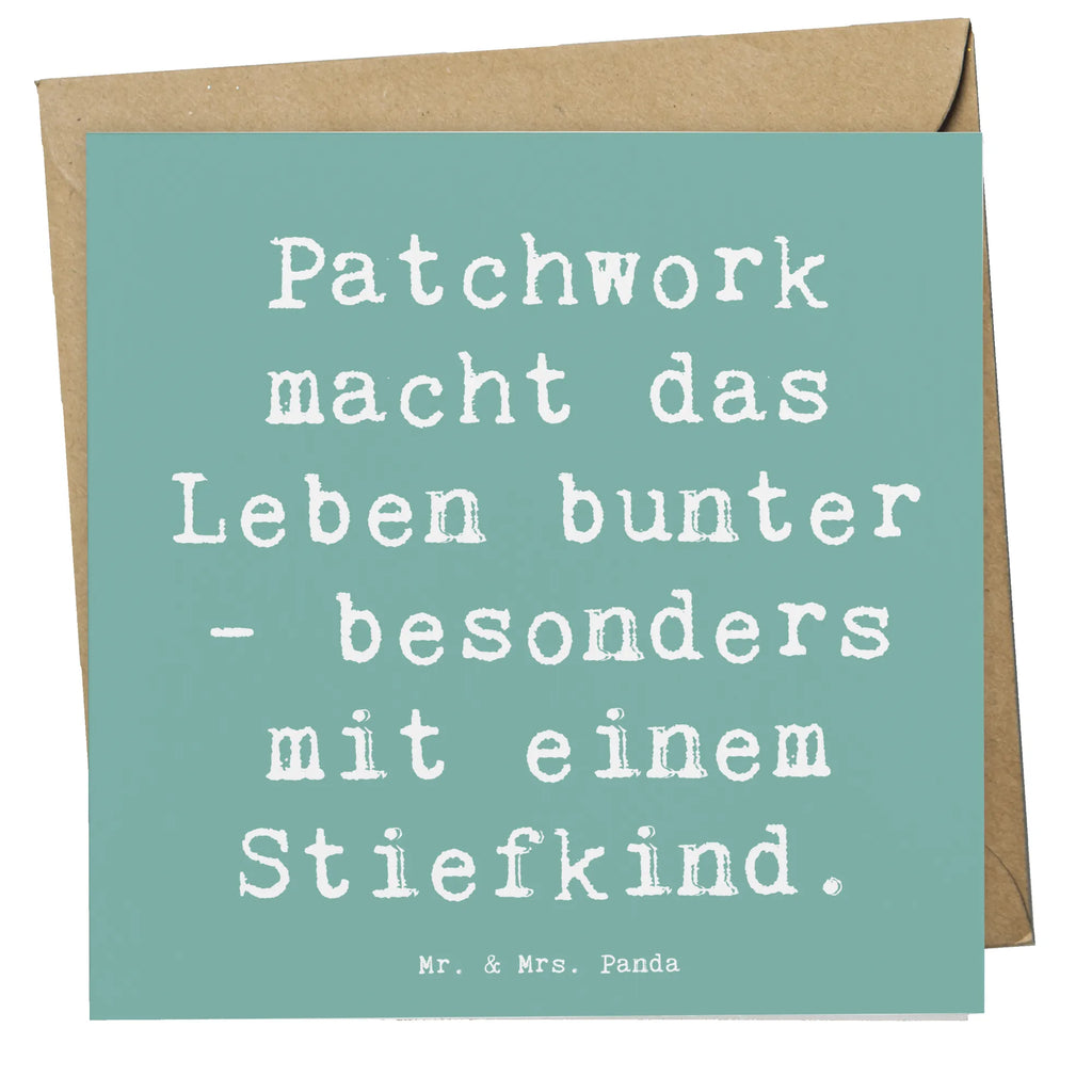 Deluxe Card Saying Patchwork macht das Leben bunter - besonders mit einem Stiefkind. Hochwertige Klappkarte, Karte, Hochwertige Grußkarte, Hochzeitskarte, Klappkarte, Einladungskarte, Geburtstagskarte, Glückwunschkarte, Grußkarte, Familie, Vatertag, Muttertag, Bruder, Schwester, Mama, Papa, Oma, Opa