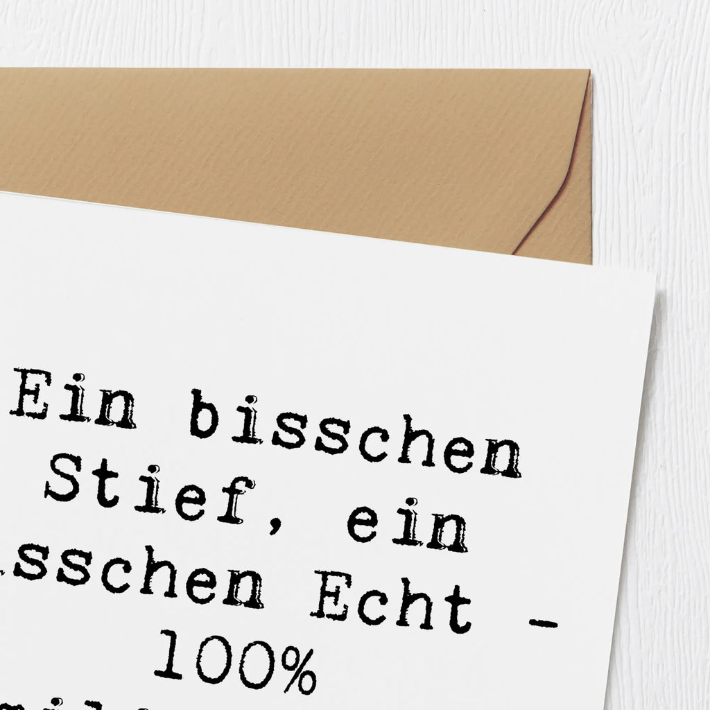 Deluxe Card Saying Ein bisschen Stief, ein bisschen Echt - 100% Familienpracht. Karte, Hochzeitskarte, Geburtstagskarte, Hochwertige Klappkarte, Glückwunschkarte, Klappkarte, Einladungskarte, Grußkarte, Hochwertige Grußkarte, Familie, Vatertag, Muttertag, Bruder, Schwester, Mama, Papa, Oma, Opa
