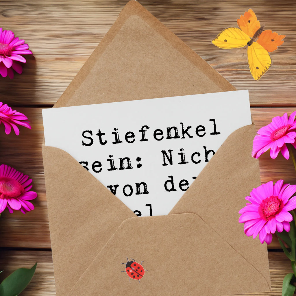 Deluxe Karte Spruch Stiefenkel Grußkarte, Karte, Hochwertige Grußkarte, Einladungskarte, Glückwunschkarte, Hochzeitskarte, Geburtstagskarte, Hochwertige Klappkarte, Klappkarte, Familie, Vatertag, Muttertag, Bruder, Schwester, Mama, Papa, Oma, Opa
