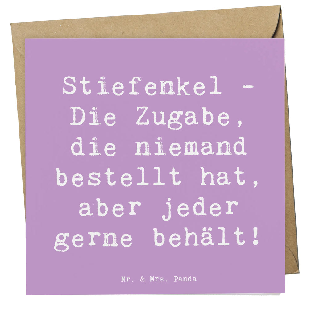 Deluxe Card Saying Stiefenkel - Die Zugabe, die niemand bestellt hat, aber jeder gerne behält! Klappkarte, Karte, Hochwertige Klappkarte, Hochzeitskarte, Einladungskarte, Grußkarte, Geburtstagskarte, Hochwertige Grußkarte, Glückwunschkarte, Familie, Vatertag, Muttertag, Bruder, Schwester, Mama, Papa, Oma, Opa