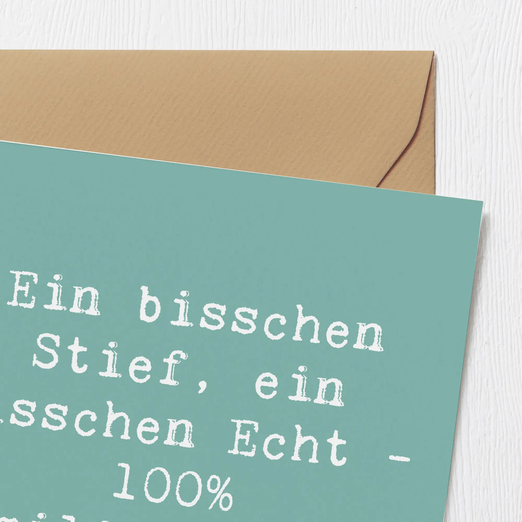 Deluxe Card Saying Ein bisschen Stief, ein bisschen Echt - 100% Familienpracht. Karte, Hochzeitskarte, Geburtstagskarte, Hochwertige Klappkarte, Glückwunschkarte, Klappkarte, Einladungskarte, Grußkarte, Hochwertige Grußkarte, Familie, Vatertag, Muttertag, Bruder, Schwester, Mama, Papa, Oma, Opa