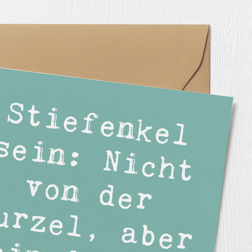 Deluxe Karte Spruch Stiefenkel Grußkarte, Karte, Hochwertige Grußkarte, Einladungskarte, Glückwunschkarte, Hochzeitskarte, Geburtstagskarte, Hochwertige Klappkarte, Klappkarte, Familie, Vatertag, Muttertag, Bruder, Schwester, Mama, Papa, Oma, Opa