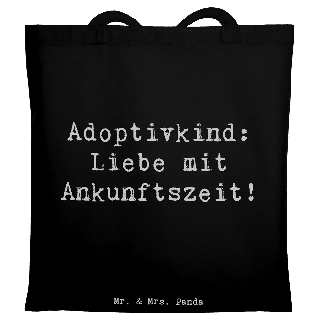 Tote bag Saying Adoptivkind: Liebe mit Ankunftszeit! Beuteltasche, Beutel, Einkaufstasche, Jutebeutel, Stoffbeutel, Tasche, Shopper, Umhängetasche, Strandtasche, Schultertasche, Stofftasche, Tragetasche, Badetasche, Jutetasche, Einkaufstüte, Laptoptasche, Familie, Vatertag, Muttertag, Bruder, Schwester, Mama, Papa, Oma, Opa