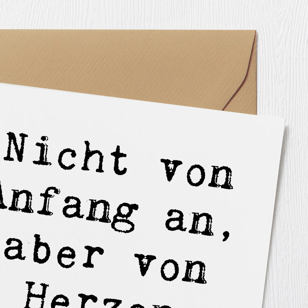 Deluxe Card Saying Nicht von Anfang an, aber von Herzen dabei! Geburtstagskarte, Einladungskarte, Grußkarte, Glückwunschkarte, Klappkarte, Karte, Hochwertige Klappkarte, Hochwertige Grußkarte, Hochzeitskarte, Familie, Vatertag, Muttertag, Bruder, Schwester, Mama, Papa, Oma, Opa