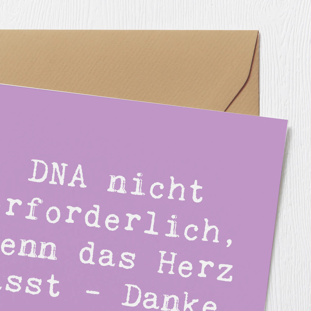 Deluxe Card Saying DNA nicht erforderlich, wenn das Herz passt - Danke, Adoptiveltern! Grußkarte, Karte, Geburtstagskarte, Hochwertige Klappkarte, Glückwunschkarte, Einladungskarte, Hochwertige Grußkarte, Klappkarte, Hochzeitskarte, Familie, Vatertag, Muttertag, Bruder, Schwester, Mama, Papa, Oma, Opa