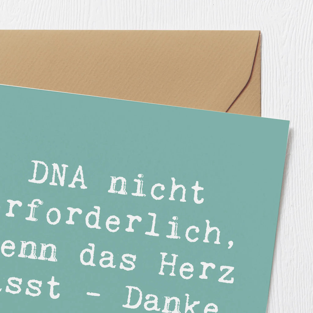 Deluxe Card Saying DNA nicht erforderlich, wenn das Herz passt - Danke, Adoptiveltern! Grußkarte, Karte, Geburtstagskarte, Hochwertige Klappkarte, Glückwunschkarte, Einladungskarte, Hochwertige Grußkarte, Klappkarte, Hochzeitskarte, Familie, Vatertag, Muttertag, Bruder, Schwester, Mama, Papa, Oma, Opa