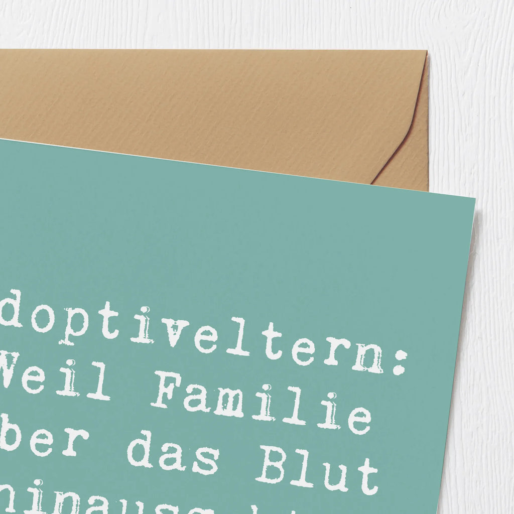 Deluxe Card Saying Adoptiveltern: Weil Familie über das Blut hinausgeht! Karte, Grußkarte, Hochwertige Klappkarte, Glückwunschkarte, Klappkarte, Hochwertige Grußkarte, Hochzeitskarte, Einladungskarte, Geburtstagskarte, Familie, Vatertag, Muttertag, Bruder, Schwester, Mama, Papa, Oma, Opa