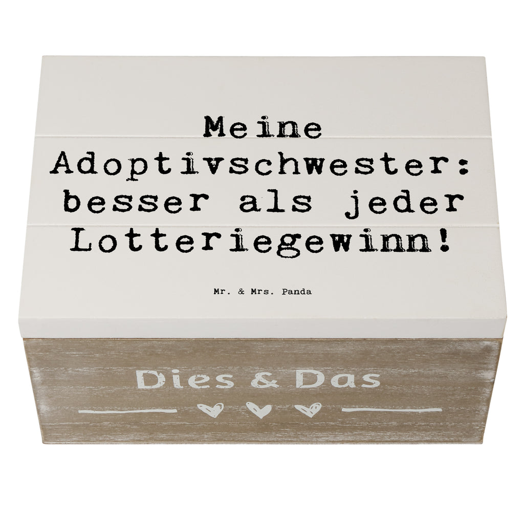 Wooden chest Saying Meine Adoptivschwester: besser als jeder Lotteriegewinn! Geschenkdose, Schatulle, Dekokiste, Aufbewahrungsbox, Truhe, XXL, Erinnerungsbox, Schatzkiste, Holzkiste, Erinnerungskiste, Geschenkbox, Kiste, Familie, Vatertag, Muttertag, Bruder, Schwester, Mama, Papa, Oma, Opa