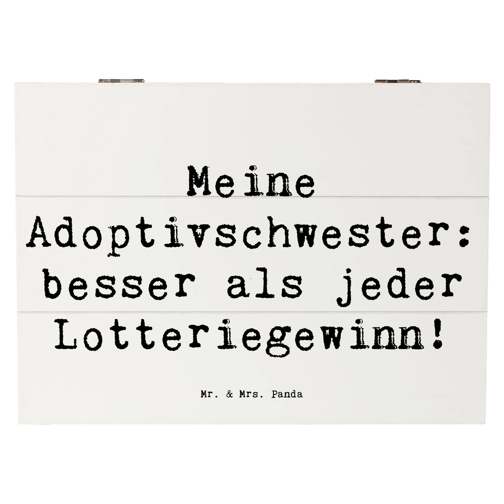 Wooden chest Saying Meine Adoptivschwester: besser als jeder Lotteriegewinn! Geschenkdose, Schatulle, Dekokiste, Aufbewahrungsbox, Truhe, XXL, Erinnerungsbox, Schatzkiste, Holzkiste, Erinnerungskiste, Geschenkbox, Kiste, Familie, Vatertag, Muttertag, Bruder, Schwester, Mama, Papa, Oma, Opa