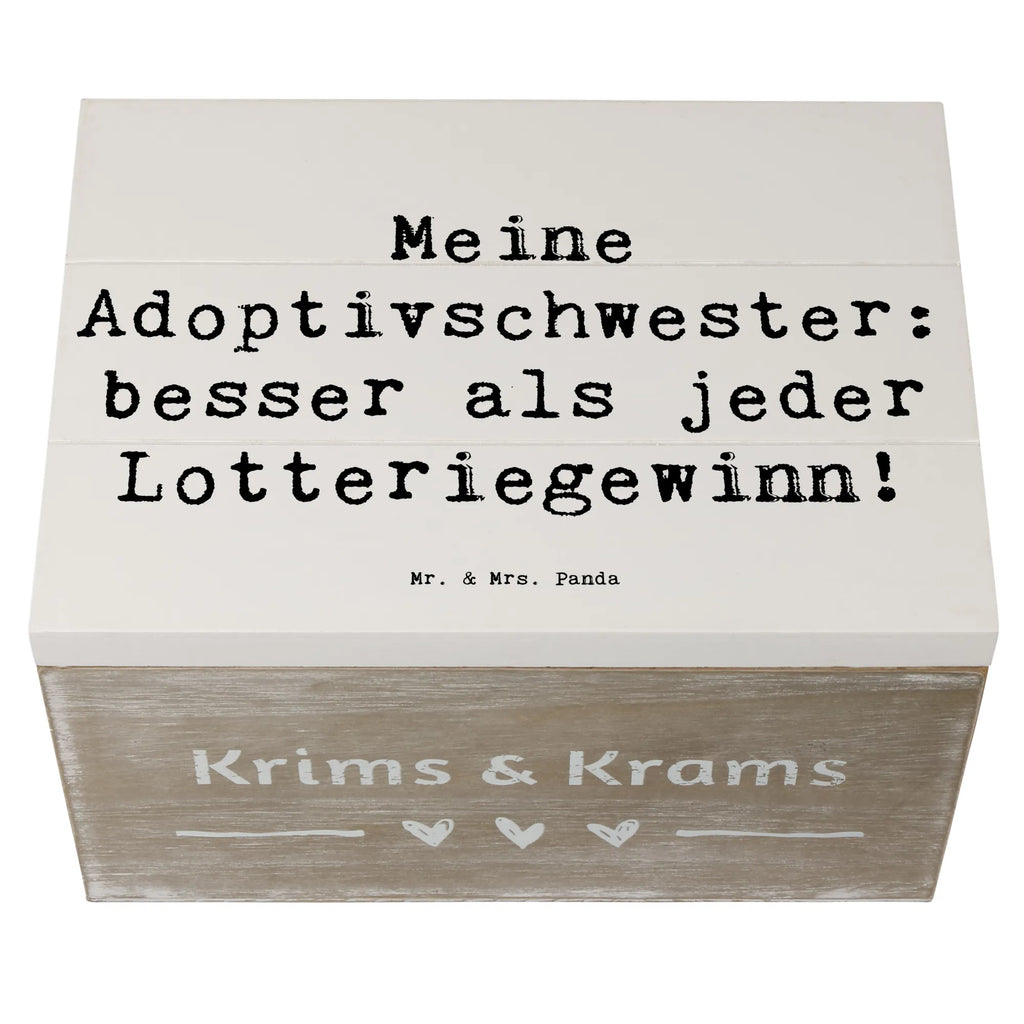 Wooden chest Saying Meine Adoptivschwester: besser als jeder Lotteriegewinn! Geschenkdose, Schatulle, Dekokiste, Aufbewahrungsbox, Truhe, XXL, Erinnerungsbox, Schatzkiste, Holzkiste, Erinnerungskiste, Geschenkbox, Kiste, Familie, Vatertag, Muttertag, Bruder, Schwester, Mama, Papa, Oma, Opa
