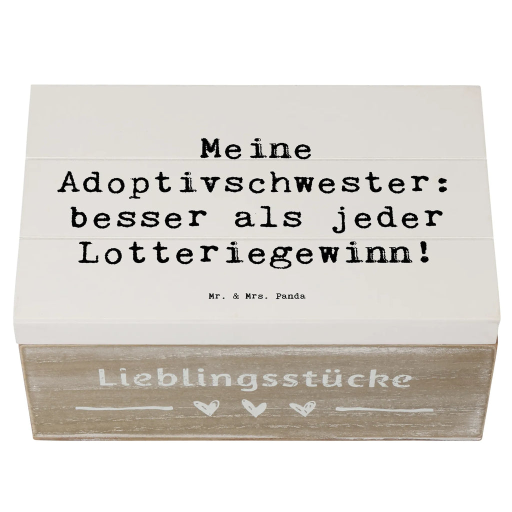 Wooden chest Saying Meine Adoptivschwester: besser als jeder Lotteriegewinn! Geschenkdose, Schatulle, Dekokiste, Aufbewahrungsbox, Truhe, XXL, Erinnerungsbox, Schatzkiste, Holzkiste, Erinnerungskiste, Geschenkbox, Kiste, Familie, Vatertag, Muttertag, Bruder, Schwester, Mama, Papa, Oma, Opa