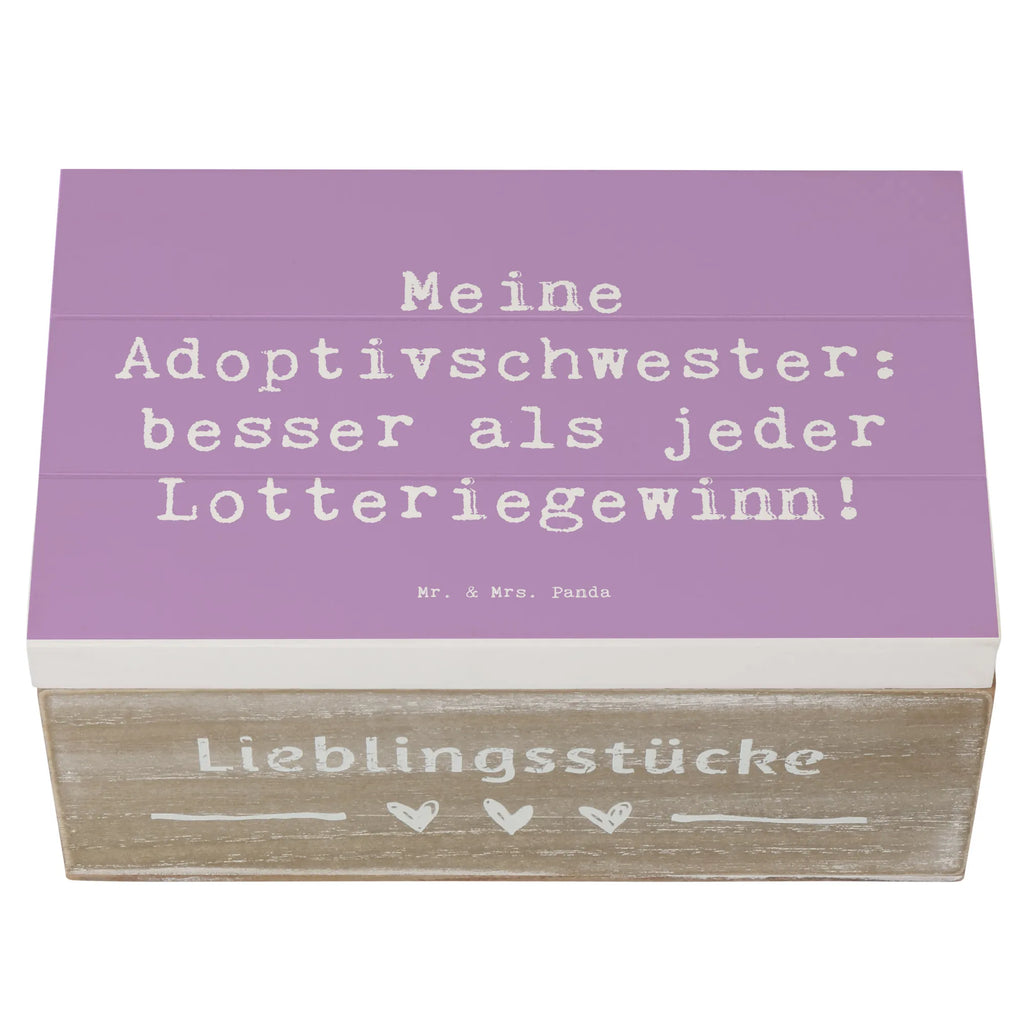 Wooden chest Saying Meine Adoptivschwester: besser als jeder Lotteriegewinn! Geschenkdose, Schatulle, Dekokiste, Aufbewahrungsbox, Truhe, XXL, Erinnerungsbox, Schatzkiste, Holzkiste, Erinnerungskiste, Geschenkbox, Kiste, Familie, Vatertag, Muttertag, Bruder, Schwester, Mama, Papa, Oma, Opa
