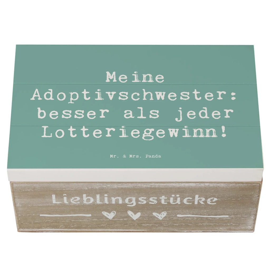 Wooden chest Saying Meine Adoptivschwester: besser als jeder Lotteriegewinn! Geschenkdose, Schatulle, Dekokiste, Aufbewahrungsbox, Truhe, XXL, Erinnerungsbox, Schatzkiste, Holzkiste, Erinnerungskiste, Geschenkbox, Kiste, Familie, Vatertag, Muttertag, Bruder, Schwester, Mama, Papa, Oma, Opa
