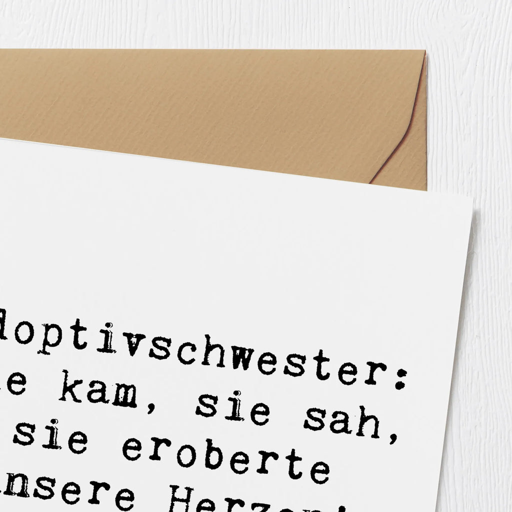Deluxe Card Saying Adoptivschwester: Sie kam, sie sah, sie eroberte unsere Herzen! Hochwertige Grußkarte, Geburtstagskarte, Grußkarte, Klappkarte, Einladungskarte, Karte, Glückwunschkarte, Hochwertige Klappkarte, Hochzeitskarte, Familie, Vatertag, Muttertag, Bruder, Schwester, Mama, Papa, Oma, Opa