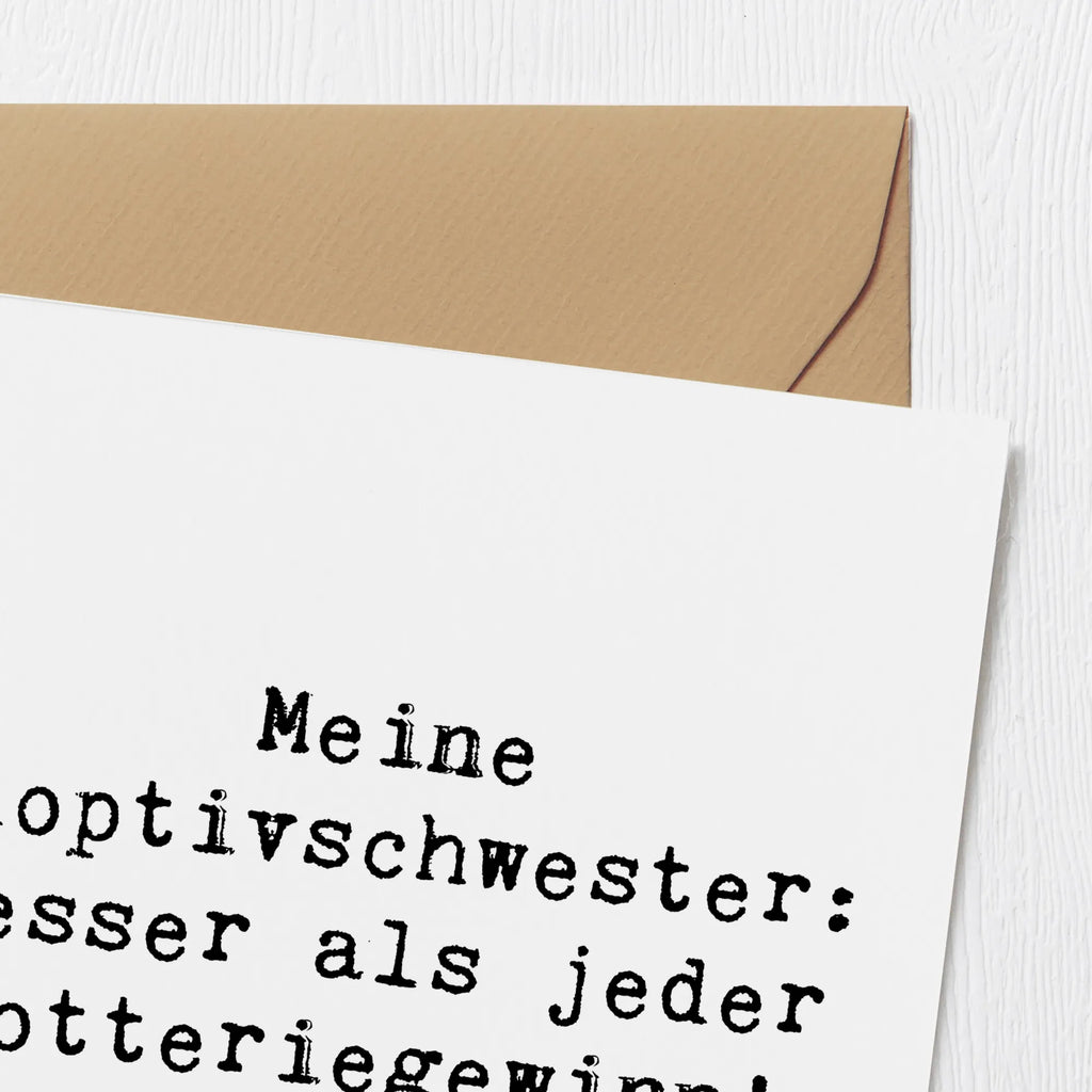 Deluxe Card Saying Meine Adoptivschwester: besser als jeder Lotteriegewinn! Einladungskarte, Hochzeitskarte, Glückwunschkarte, Hochwertige Grußkarte, Hochwertige Klappkarte, Geburtstagskarte, Karte, Klappkarte, Grußkarte, Familie, Vatertag, Muttertag, Bruder, Schwester, Mama, Papa, Oma, Opa