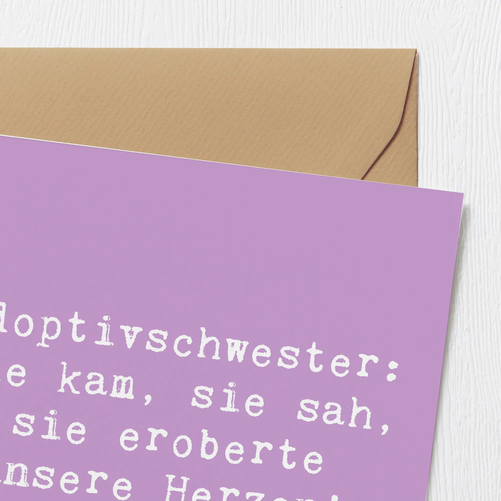 Deluxe Card Saying Adoptivschwester: Sie kam, sie sah, sie eroberte unsere Herzen! Hochwertige Grußkarte, Geburtstagskarte, Grußkarte, Klappkarte, Einladungskarte, Karte, Glückwunschkarte, Hochwertige Klappkarte, Hochzeitskarte, Familie, Vatertag, Muttertag, Bruder, Schwester, Mama, Papa, Oma, Opa