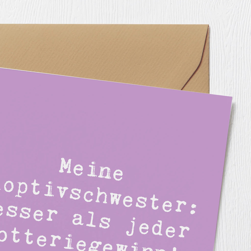 Deluxe Card Saying Meine Adoptivschwester: besser als jeder Lotteriegewinn! Einladungskarte, Hochzeitskarte, Glückwunschkarte, Hochwertige Grußkarte, Hochwertige Klappkarte, Geburtstagskarte, Karte, Klappkarte, Grußkarte, Familie, Vatertag, Muttertag, Bruder, Schwester, Mama, Papa, Oma, Opa