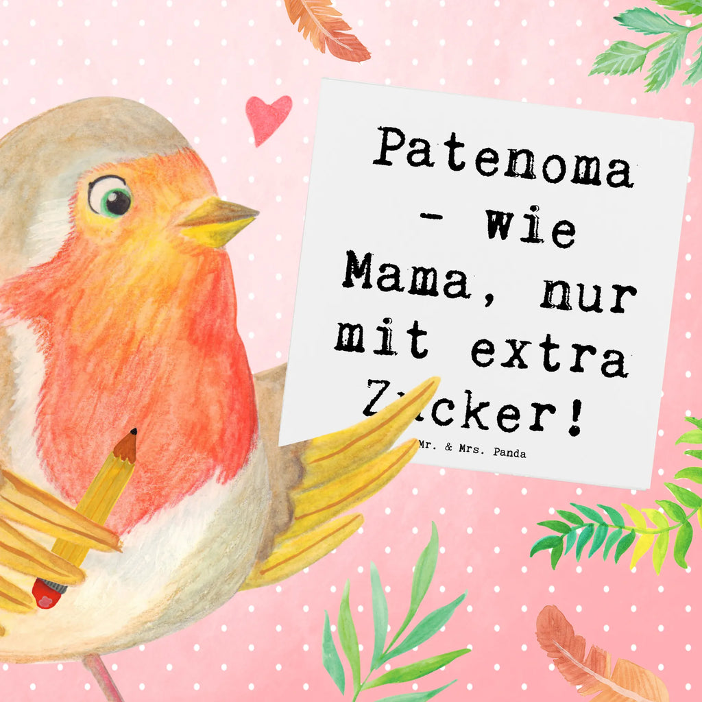 Deluxe Card Saying Patenoma - wie Mama, nur mit extra Zucker! Grußkarte, Klappkarte, Geburtstagskarte, Hochzeitskarte, Glückwunschkarte, Karte, Hochwertige Klappkarte, Hochwertige Grußkarte, Einladungskarte, Familie, Vatertag, Muttertag, Bruder, Schwester, Mama, Papa, Oma, Opa