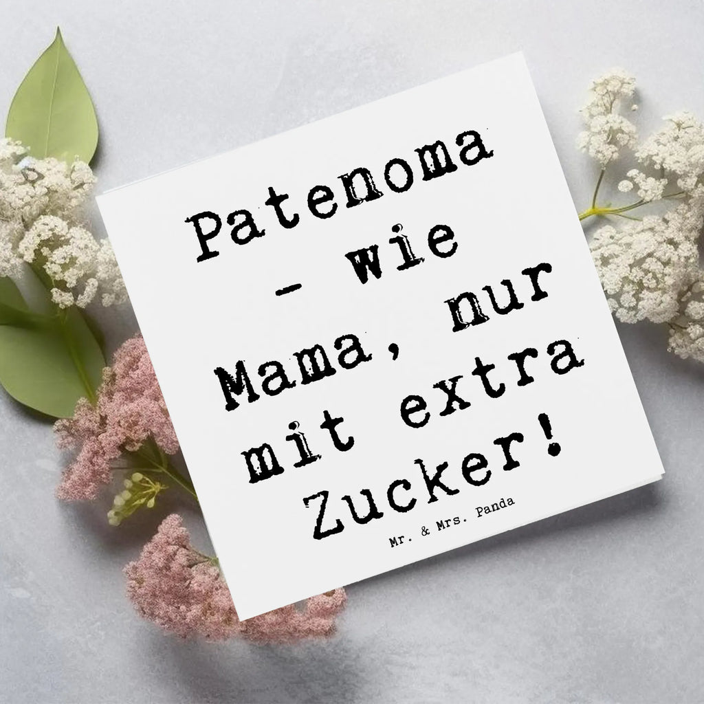 Deluxe Card Saying Patenoma - wie Mama, nur mit extra Zucker! Grußkarte, Klappkarte, Geburtstagskarte, Hochzeitskarte, Glückwunschkarte, Karte, Hochwertige Klappkarte, Hochwertige Grußkarte, Einladungskarte, Familie, Vatertag, Muttertag, Bruder, Schwester, Mama, Papa, Oma, Opa