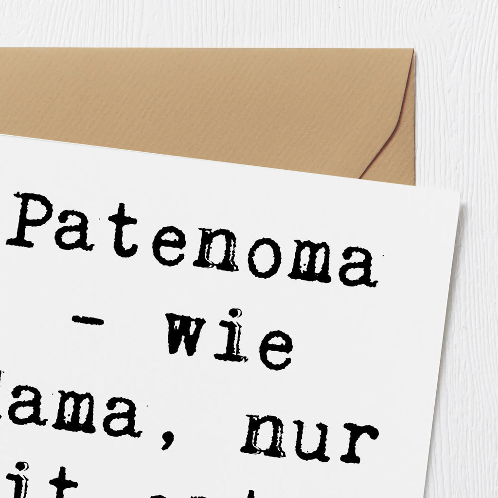 Deluxe Card Saying Patenoma - wie Mama, nur mit extra Zucker! Grußkarte, Klappkarte, Geburtstagskarte, Hochzeitskarte, Glückwunschkarte, Karte, Hochwertige Klappkarte, Hochwertige Grußkarte, Einladungskarte, Familie, Vatertag, Muttertag, Bruder, Schwester, Mama, Papa, Oma, Opa