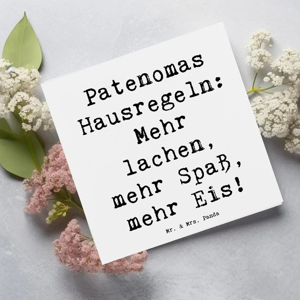Deluxe Card Saying Patenomas Hausregeln: Mehr lachen, mehr Spaß, mehr Eis! Karte, Hochwertige Klappkarte, Klappkarte, Geburtstagskarte, Einladungskarte, Glückwunschkarte, Hochzeitskarte, Grußkarte, Hochwertige Grußkarte, Familie, Vatertag, Muttertag, Bruder, Schwester, Mama, Papa, Oma, Opa