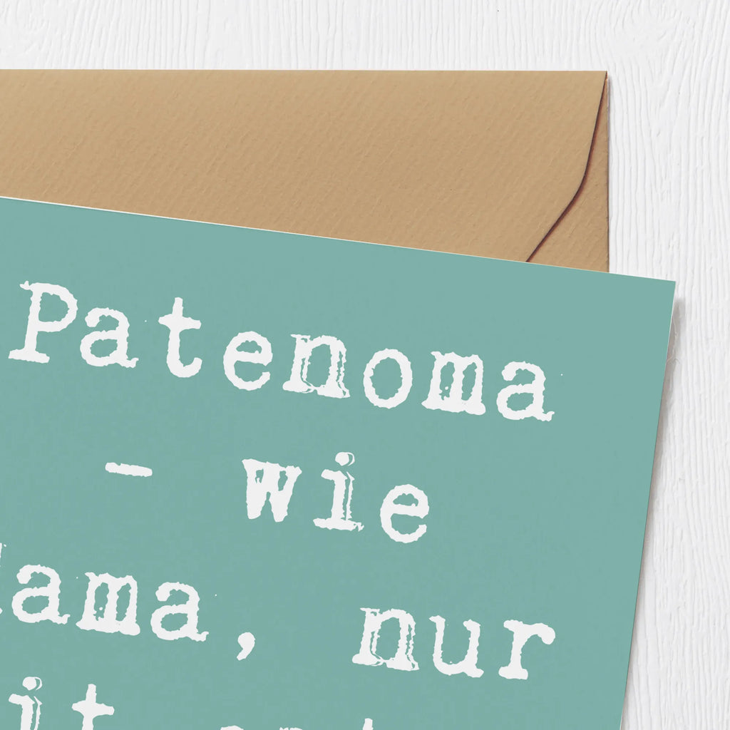Deluxe Card Saying Patenoma - wie Mama, nur mit extra Zucker! Grußkarte, Klappkarte, Geburtstagskarte, Hochzeitskarte, Glückwunschkarte, Karte, Hochwertige Klappkarte, Hochwertige Grußkarte, Einladungskarte, Familie, Vatertag, Muttertag, Bruder, Schwester, Mama, Papa, Oma, Opa
