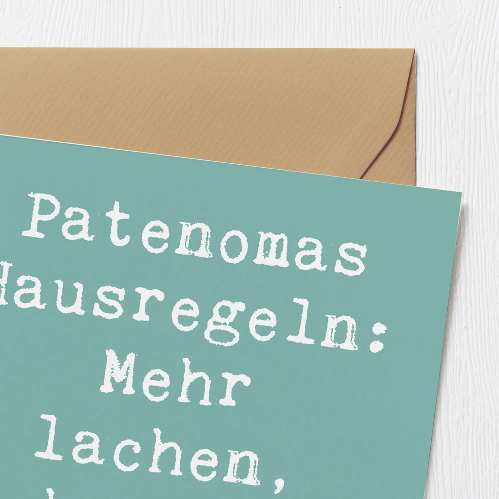 Deluxe Card Saying Patenomas Hausregeln: Mehr lachen, mehr Spaß, mehr Eis! Karte, Hochwertige Klappkarte, Klappkarte, Geburtstagskarte, Einladungskarte, Glückwunschkarte, Hochzeitskarte, Grußkarte, Hochwertige Grußkarte, Familie, Vatertag, Muttertag, Bruder, Schwester, Mama, Papa, Oma, Opa