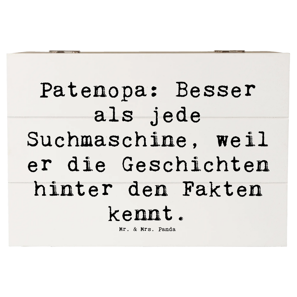 Wooden chest Saying Patenopa: Besser als jede Suchmaschine, weil er die Geschichten hinter den Fakten kennt. Kiste, Erinnerungskiste, Holzkiste, Aufbewahrungsbox, Schatzkiste, Geschenkbox, Schatulle, XXL, Erinnerungsbox, Dekokiste, Geschenkdose, Truhe, Familie, Vatertag, Muttertag, Bruder, Schwester, Mama, Papa, Oma, Opa
