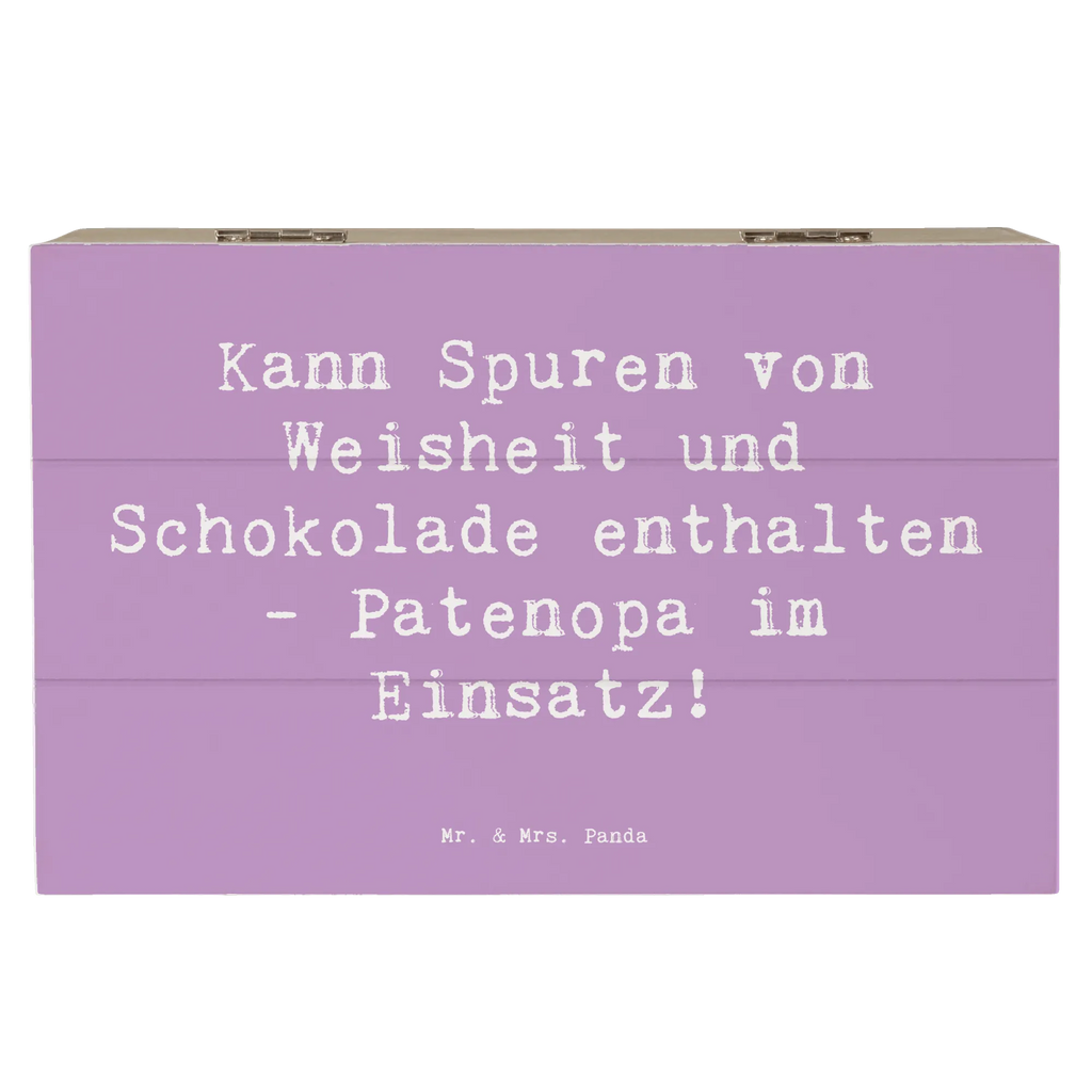 Wooden chest Saying Kann Spuren von Weisheit und Schokolade enthalten - Patenopa im Einsatz! Holzkiste, Aufbewahrungsbox, XXL, Kiste, Dekokiste, Geschenkdose, Geschenkbox, Erinnerungsbox, Schatzkiste, Schatulle, Erinnerungskiste, Truhe, Familie, Vatertag, Muttertag, Bruder, Schwester, Mama, Papa, Oma, Opa