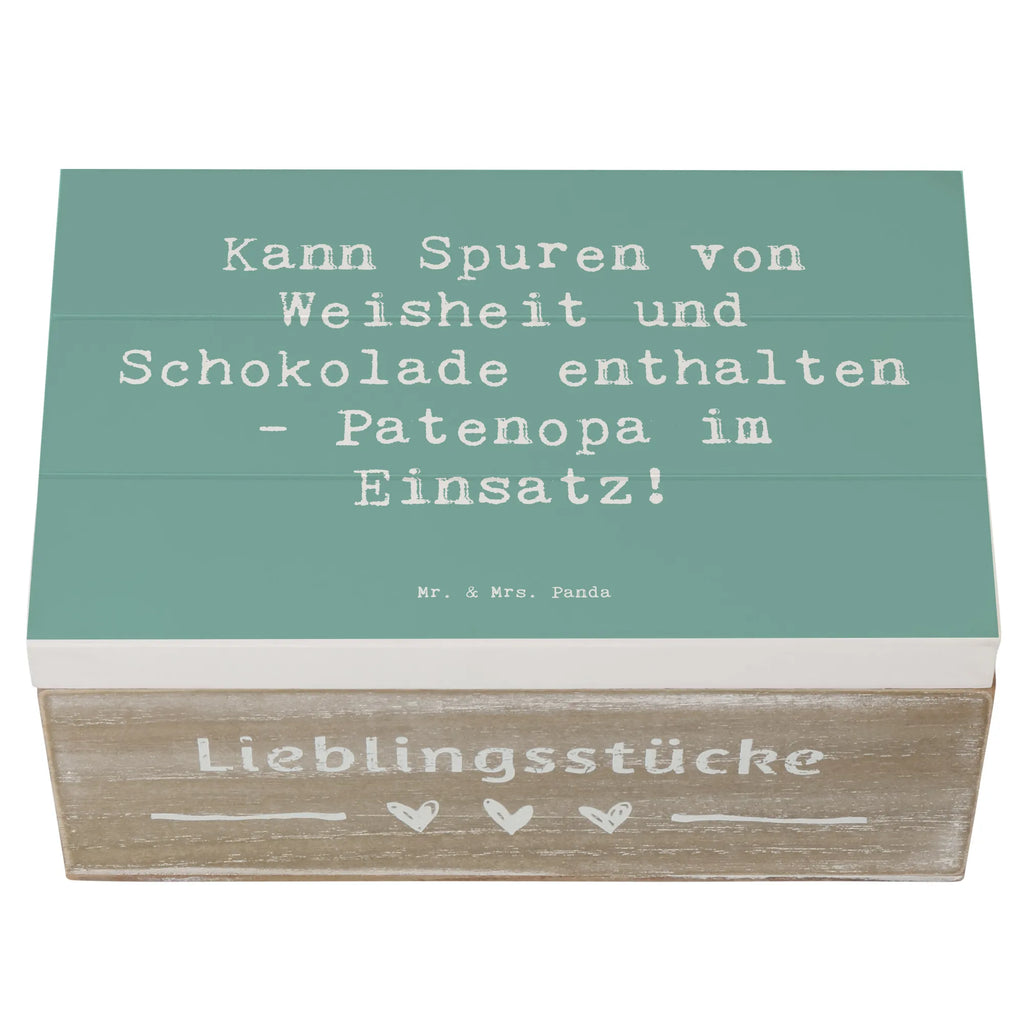 Wooden chest Saying Kann Spuren von Weisheit und Schokolade enthalten - Patenopa im Einsatz! Holzkiste, Aufbewahrungsbox, XXL, Kiste, Dekokiste, Geschenkdose, Geschenkbox, Erinnerungsbox, Schatzkiste, Schatulle, Erinnerungskiste, Truhe, Familie, Vatertag, Muttertag, Bruder, Schwester, Mama, Papa, Oma, Opa