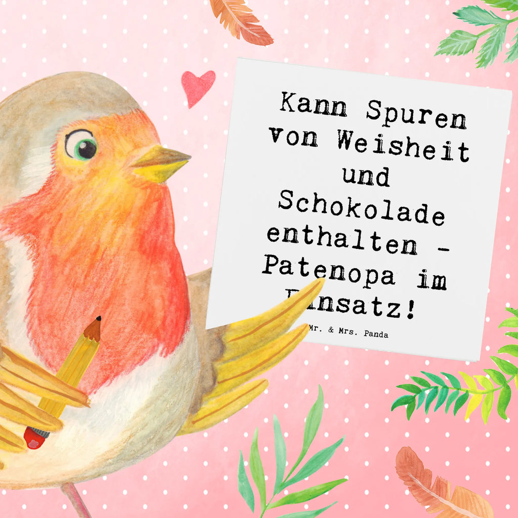 Deluxe Card Saying Kann Spuren von Weisheit und Schokolade enthalten - Patenopa im Einsatz! Geburtstagskarte, Hochwertige Klappkarte, Karte, Grußkarte, Klappkarte, Einladungskarte, Glückwunschkarte, Hochwertige Grußkarte, Hochzeitskarte, Familie, Vatertag, Muttertag, Bruder, Schwester, Mama, Papa, Oma, Opa