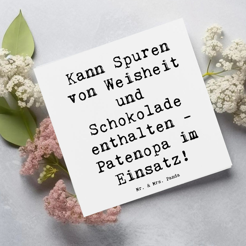 Deluxe Card Saying Kann Spuren von Weisheit und Schokolade enthalten - Patenopa im Einsatz! Geburtstagskarte, Hochwertige Klappkarte, Karte, Grußkarte, Klappkarte, Einladungskarte, Glückwunschkarte, Hochwertige Grußkarte, Hochzeitskarte, Familie, Vatertag, Muttertag, Bruder, Schwester, Mama, Papa, Oma, Opa