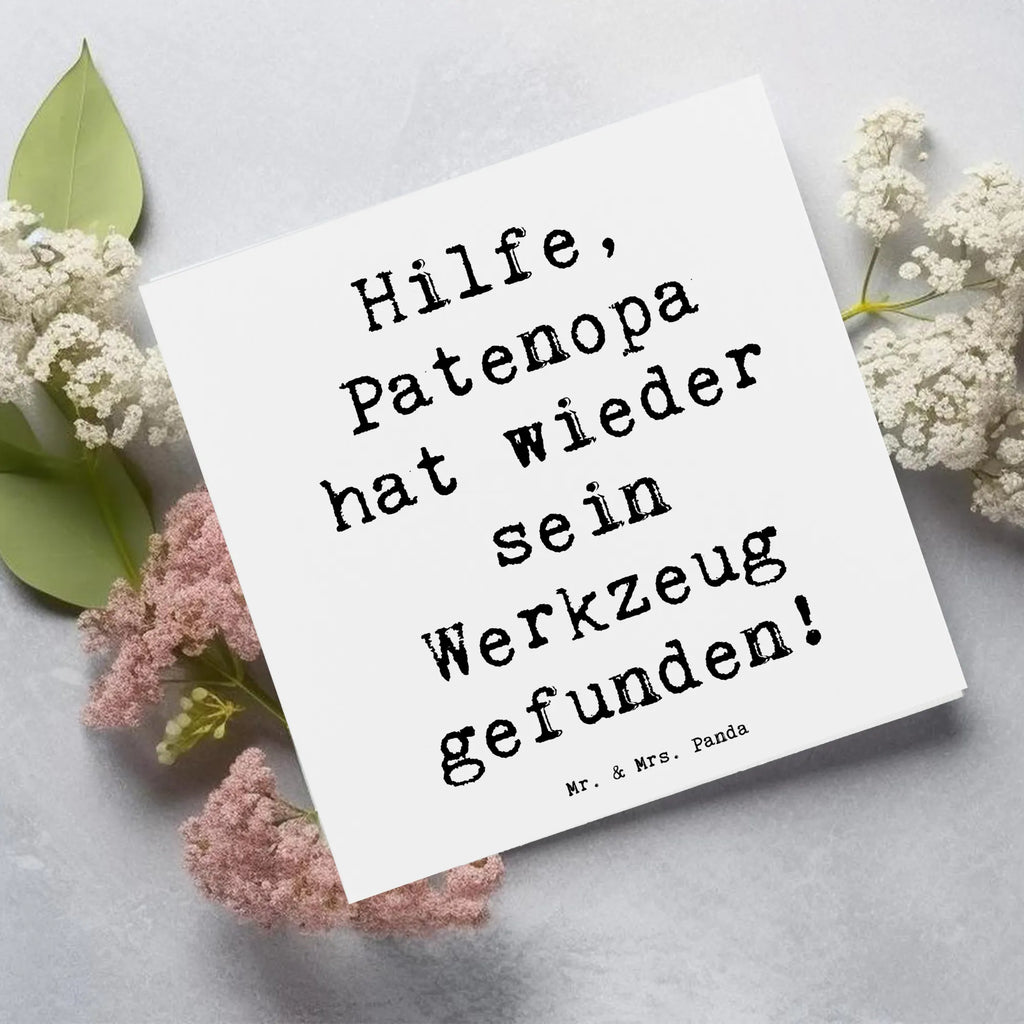 Deluxe Card Saying Hilfe, Patenopa hat wieder sein Werkzeug gefunden! Karte, Hochwertige Grußkarte, Glückwunschkarte, Einladungskarte, Grußkarte, Hochwertige Klappkarte, Geburtstagskarte, Hochzeitskarte, Klappkarte, Familie, Vatertag, Muttertag, Bruder, Schwester, Mama, Papa, Oma, Opa