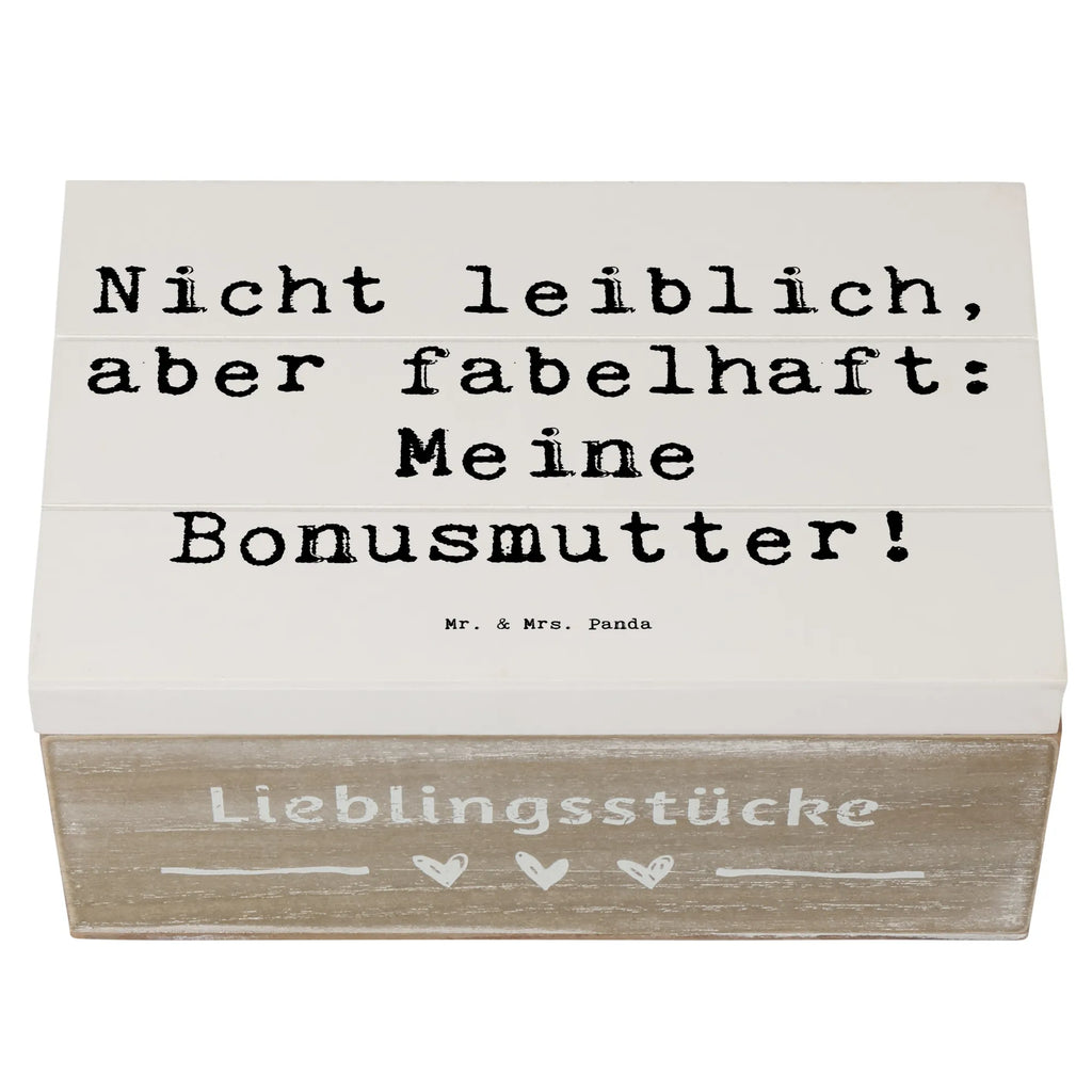 Wooden chest Saying Nicht leiblich, aber fabelhaft: Meine Bonusmutter! XXL, Kiste, Erinnerungsbox, Schatulle, Dekokiste, Schatzkiste, Erinnerungskiste, Holzkiste, Geschenkbox, Aufbewahrungsbox, Truhe, Geschenkdose, Familie, Vatertag, Muttertag, Bruder, Schwester, Mama, Papa, Oma, Opa