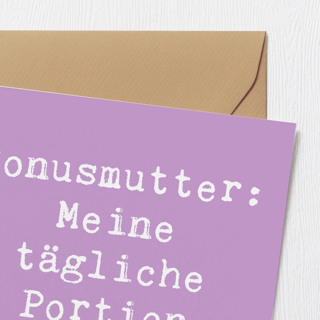 Deluxe Karte Spruch Bonusmutter Glück Geburtstagskarte, Klappkarte, Karte, Hochwertige Klappkarte, Glückwunschkarte, Hochzeitskarte, Einladungskarte, Hochwertige Grußkarte, Grußkarte, Familie, Vatertag, Muttertag, Bruder, Schwester, Mama, Papa, Oma, Opa