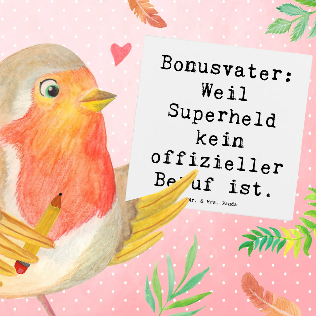 Deluxe Karte Spruch Bonusvater Superheld Hochzeitskarte, Hochwertige Klappkarte, Einladungskarte, Glückwunschkarte, Geburtstagskarte, Klappkarte, Grußkarte, Hochwertige Grußkarte, Karte, Familie, Vatertag, Muttertag, Bruder, Schwester, Mama, Papa, Oma, Opa
