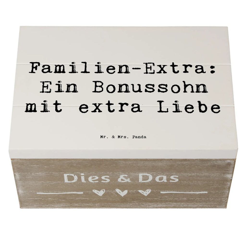 Wooden chest Saying Familien-Extra: Ein Bonussohn mit extra Liebe Geschenkbox, Erinnerungsbox, Truhe, Schatzkiste, Holzkiste, Kiste, XXL, Dekokiste, Schatulle, Geschenkdose, Erinnerungskiste, Aufbewahrungsbox, Familie, Vatertag, Muttertag, Bruder, Schwester, Mama, Papa, Oma, Opa