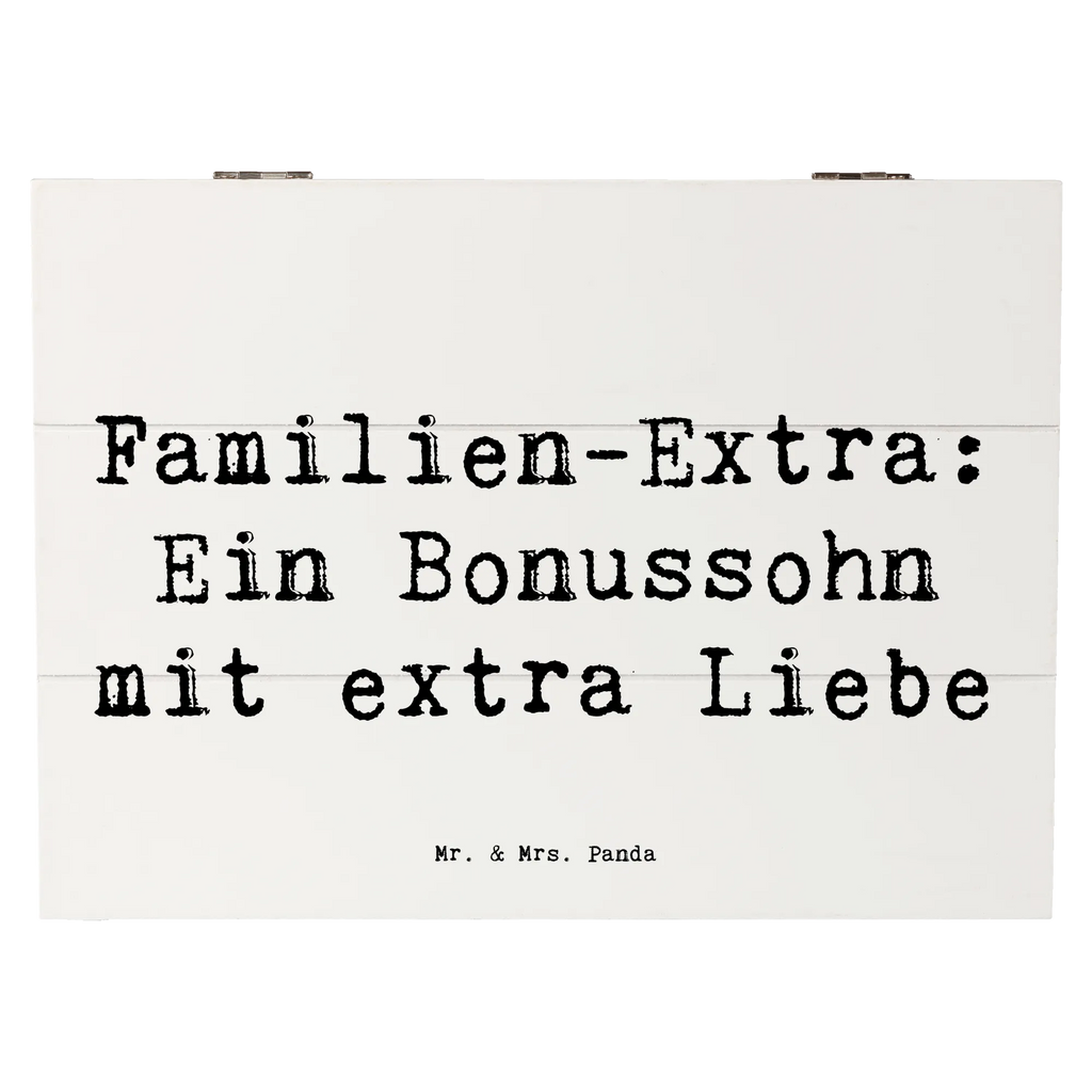 Wooden chest Saying Familien-Extra: Ein Bonussohn mit extra Liebe Geschenkbox, Erinnerungsbox, Truhe, Schatzkiste, Holzkiste, Kiste, XXL, Dekokiste, Schatulle, Geschenkdose, Erinnerungskiste, Aufbewahrungsbox, Familie, Vatertag, Muttertag, Bruder, Schwester, Mama, Papa, Oma, Opa