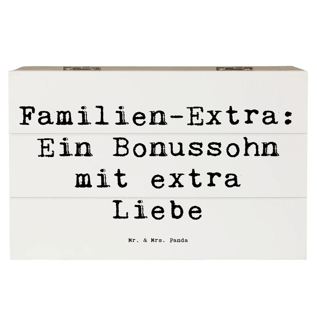 Wooden chest Saying Familien-Extra: Ein Bonussohn mit extra Liebe Geschenkbox, Erinnerungsbox, Truhe, Schatzkiste, Holzkiste, Kiste, XXL, Dekokiste, Schatulle, Geschenkdose, Erinnerungskiste, Aufbewahrungsbox, Familie, Vatertag, Muttertag, Bruder, Schwester, Mama, Papa, Oma, Opa