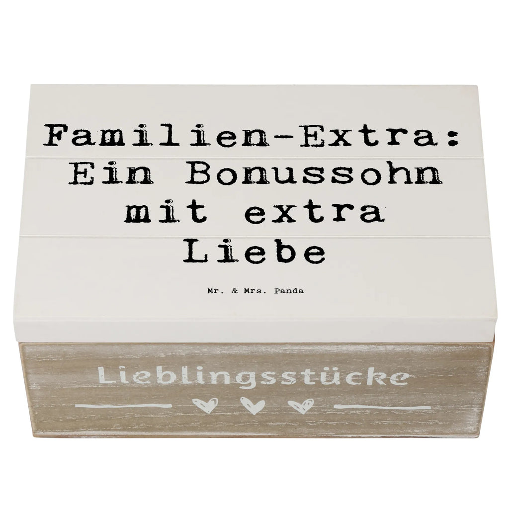 Wooden chest Saying Familien-Extra: Ein Bonussohn mit extra Liebe Geschenkbox, Erinnerungsbox, Truhe, Schatzkiste, Holzkiste, Kiste, XXL, Dekokiste, Schatulle, Geschenkdose, Erinnerungskiste, Aufbewahrungsbox, Familie, Vatertag, Muttertag, Bruder, Schwester, Mama, Papa, Oma, Opa